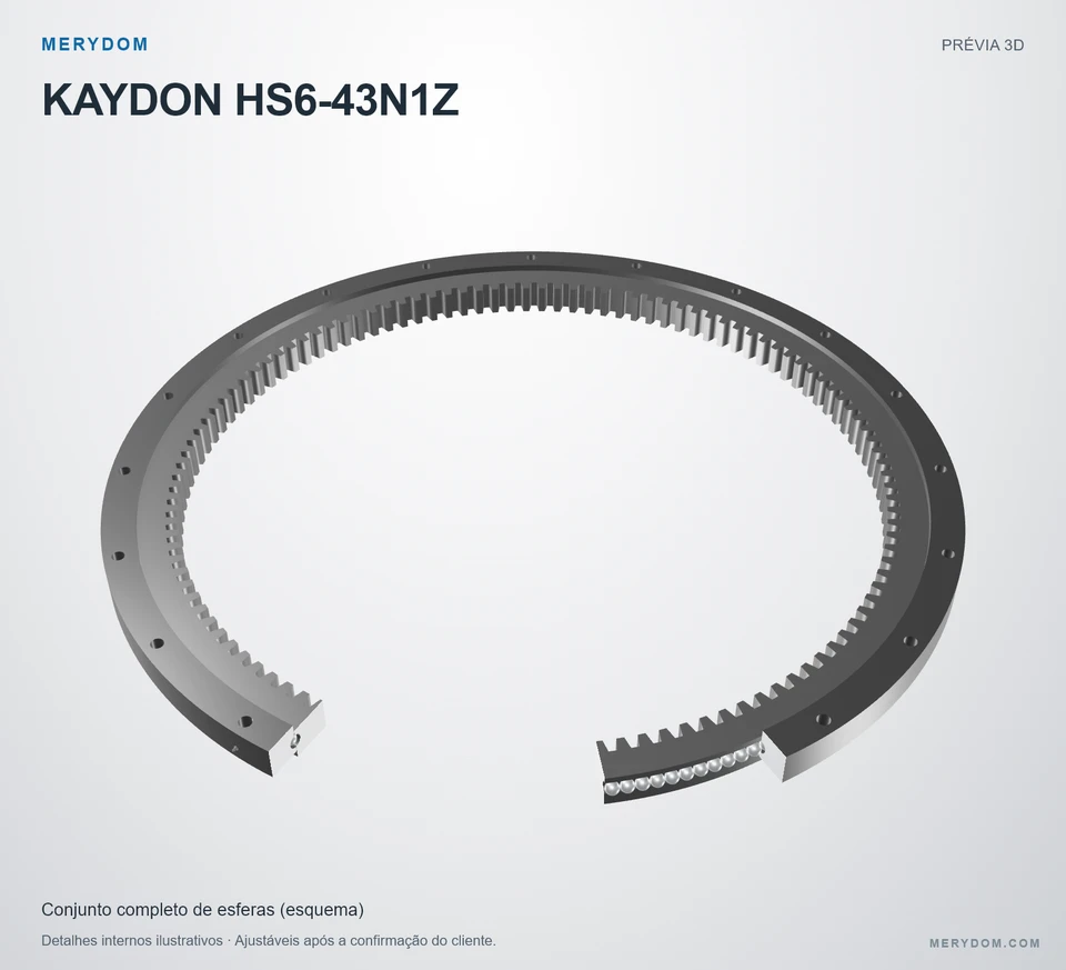 Prévia do modelo 3D do rolamento de giro de substituição MERYDOM para KAYDON HS6-43N1Z.
