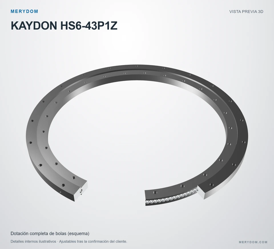 Vista previa del modelo 3D de la corona de giro de sustitución MERYDOM para KAYDON HS6-43P1Z.