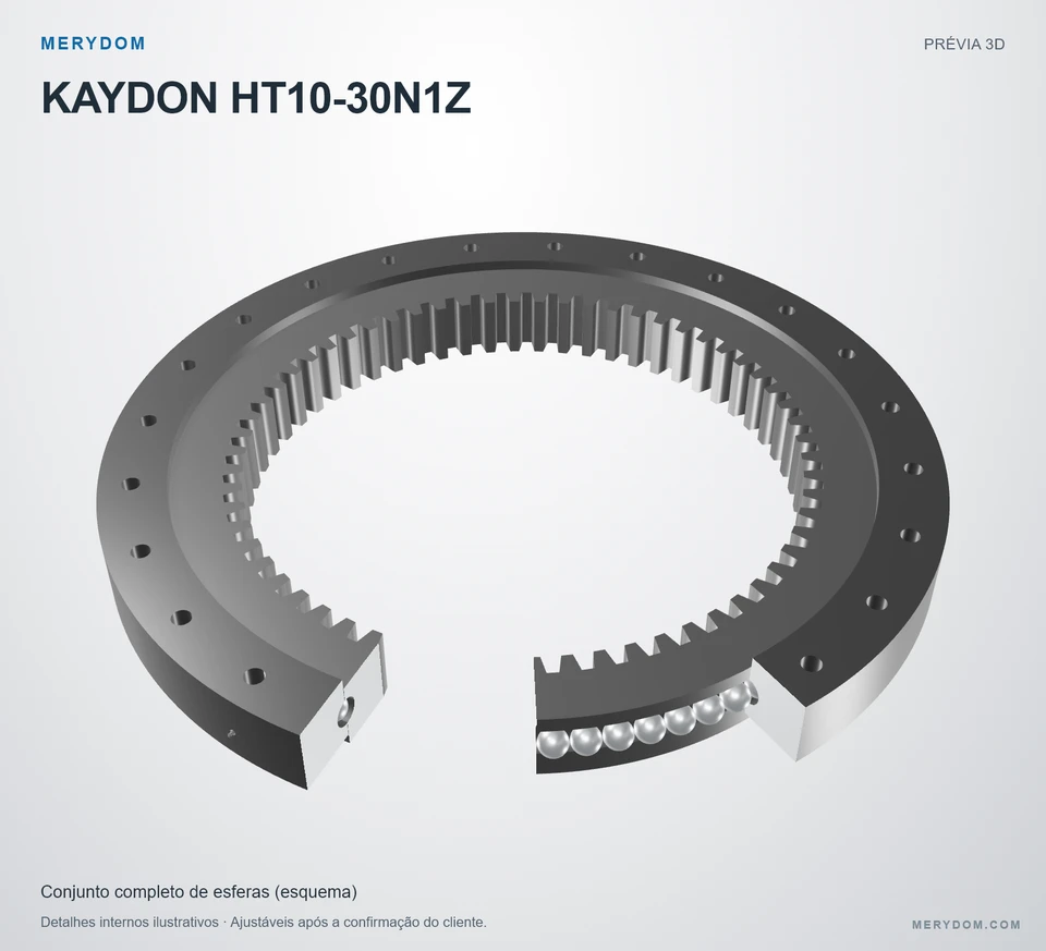 Prévia do modelo 3D do rolamento de giro de substituição MERYDOM para KAYDON HT10-30N1Z.