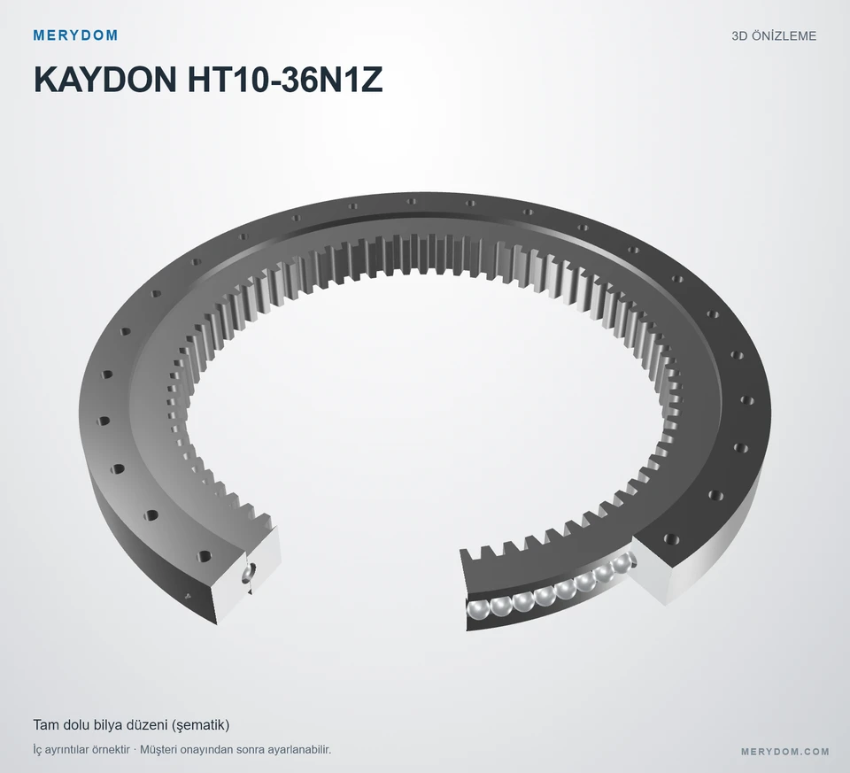 KAYDON HT10-36N1Z için MERYDOM muadil döner tabla rulmanının 3D model önizlemesi.