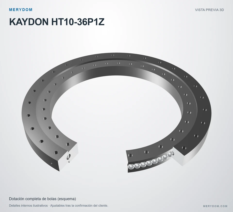 Vista previa del modelo 3D de la corona de giro de sustitución MERYDOM para KAYDON HT10-36P1Z.