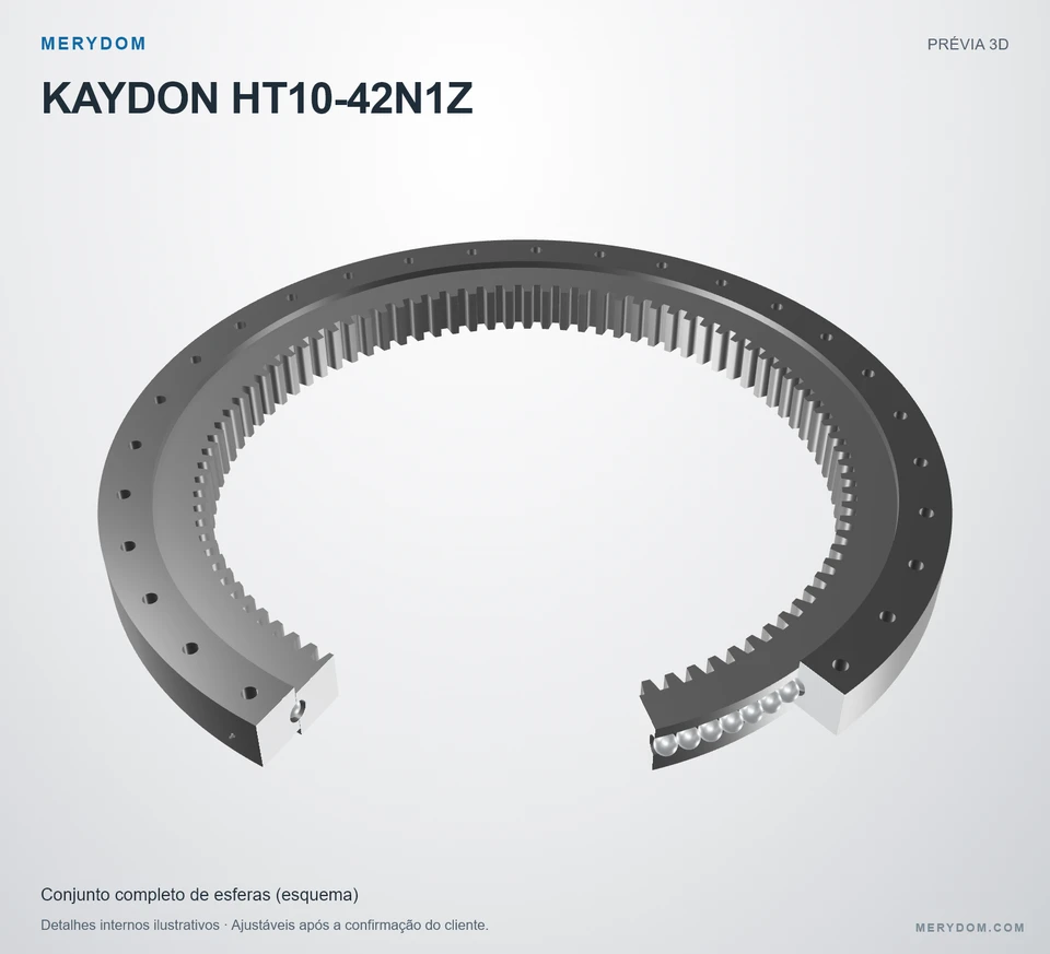 Prévia do modelo 3D do rolamento de giro de substituição MERYDOM para KAYDON HT10-42N1Z.