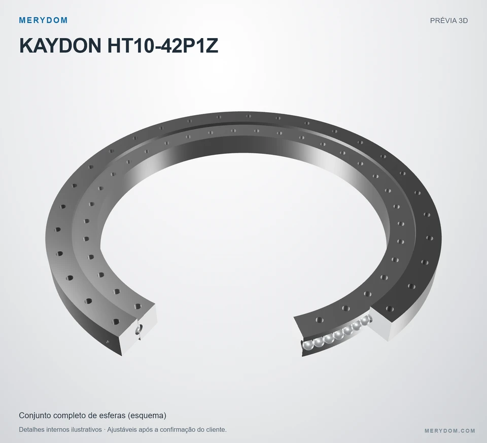 Prévia do modelo 3D do rolamento de giro de substituição MERYDOM para KAYDON HT10-42P1Z.