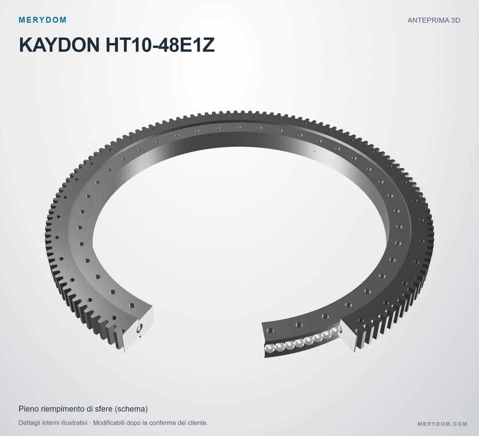 Anteprima del modello 3D del cuscinetto di rotazione sostitutivo MERYDOM per KAYDON HT10-48E1Z.