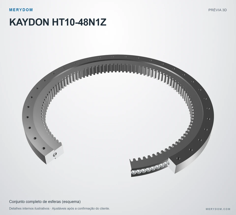 Prévia do modelo 3D do rolamento de giro de substituição MERYDOM para KAYDON HT10-48N1Z.