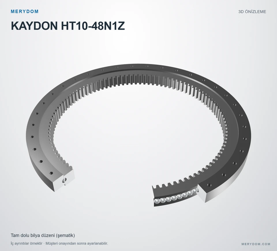 KAYDON HT10-48N1Z için MERYDOM muadil döner tabla rulmanının 3D model önizlemesi.