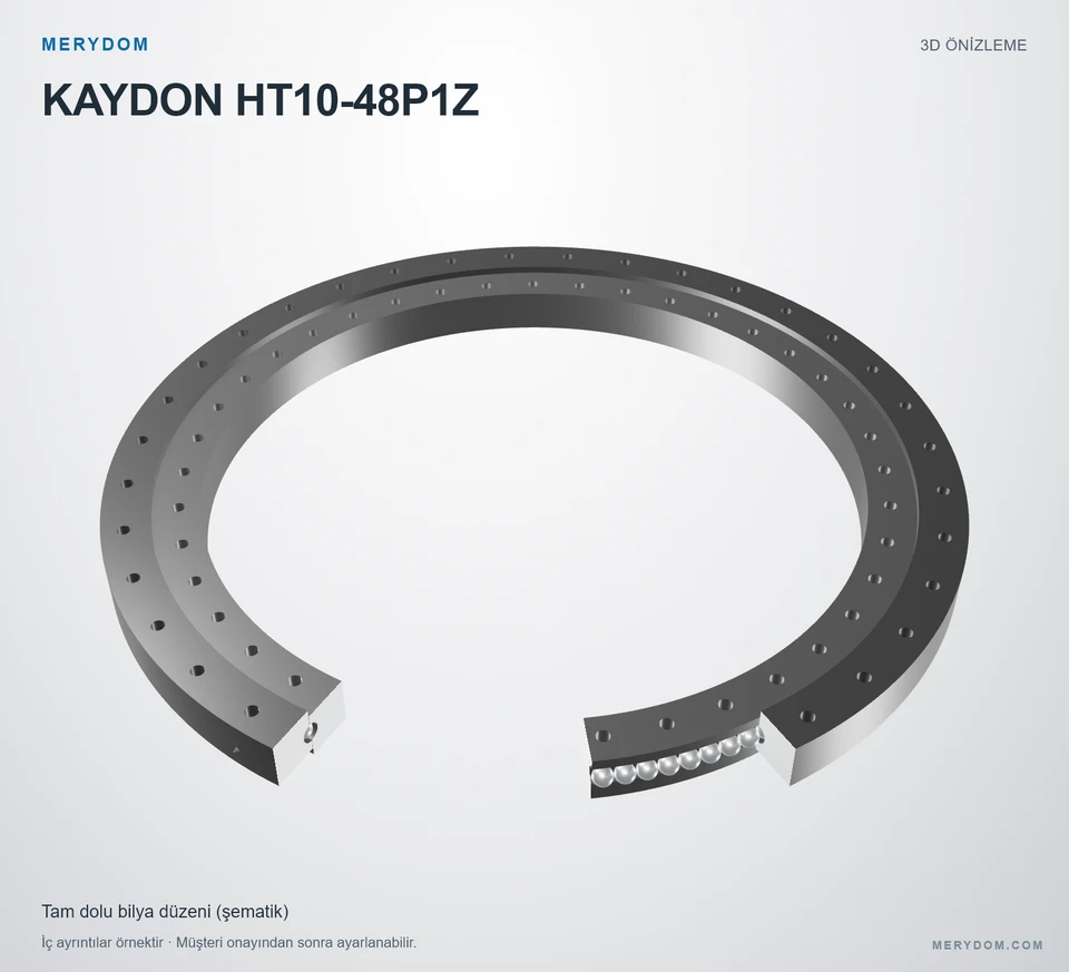 KAYDON HT10-48P1Z için MERYDOM muadil döner tabla rulmanının 3D model önizlemesi.