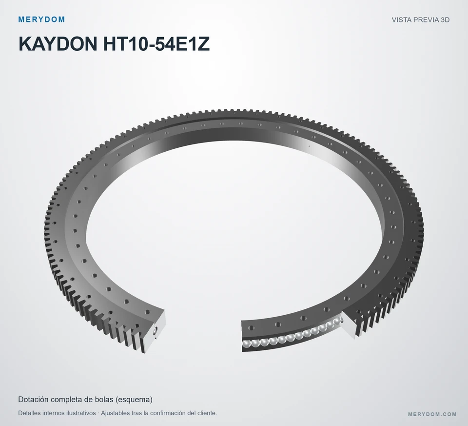 Vista previa del modelo 3D de la corona de giro de sustitución MERYDOM para KAYDON HT10-54E1Z.
