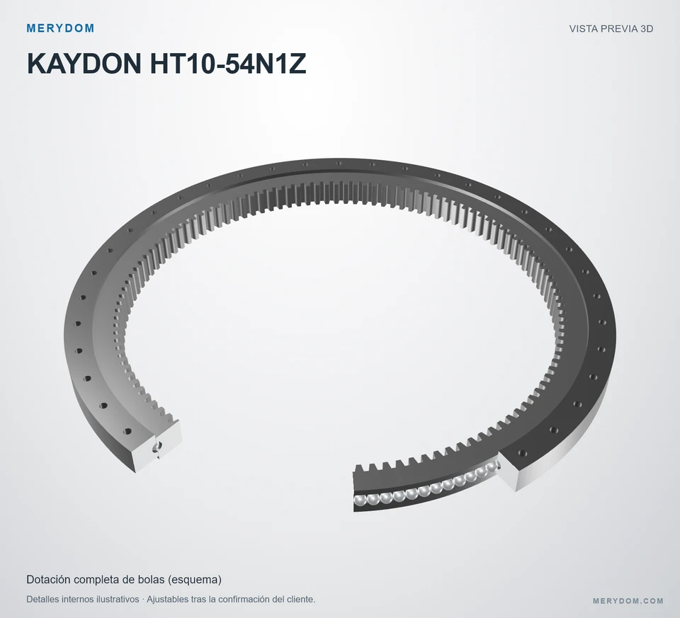 Vista previa del modelo 3D de la corona de giro de sustitución MERYDOM para KAYDON HT10-54N1Z.