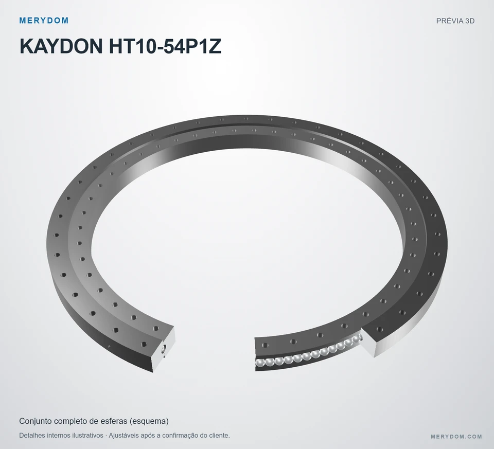 Prévia do modelo 3D do rolamento de giro de substituição MERYDOM para KAYDON HT10-54P1Z.