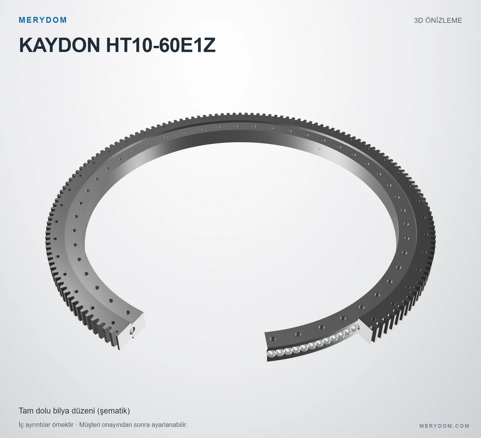 KAYDON HT10-60E1Z için MERYDOM muadil döner tabla rulmanının 3D model önizlemesi.