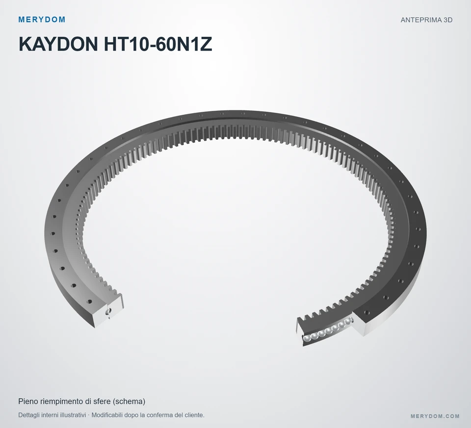 Anteprima del modello 3D del cuscinetto di rotazione sostitutivo MERYDOM per KAYDON HT10-60N1Z.