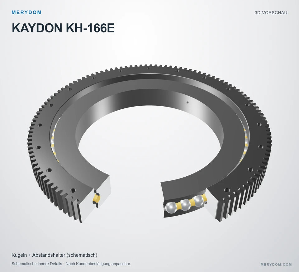 Vorschau des 3D-Modells des MERYDOM-Ersatzdrehkranzes für KAYDON KH-166E.