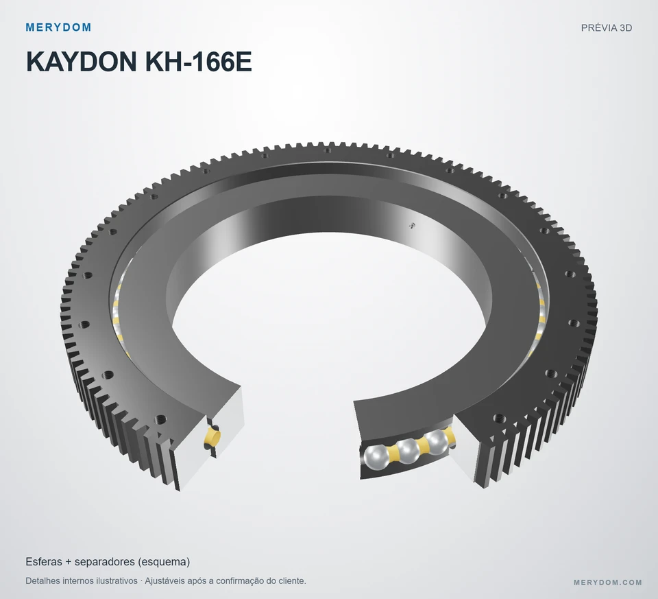 Prévia do modelo 3D do rolamento de giro de substituição MERYDOM para KAYDON KH-166E.