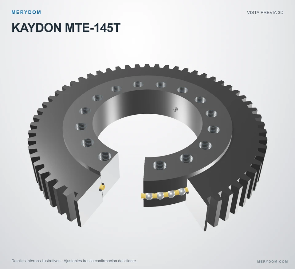 Vista previa del modelo 3D de la corona de giro de sustitución MERYDOM para KAYDON MTE-145T.