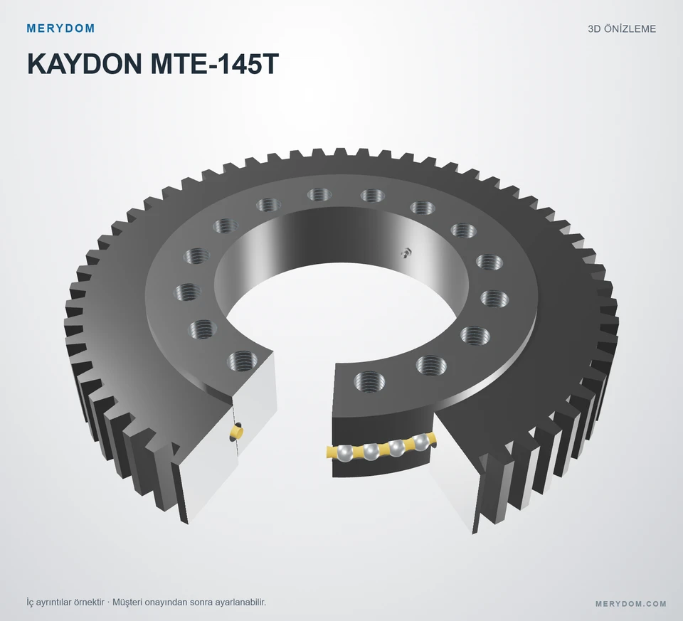 KAYDON MTE-145T için MERYDOM muadil döner tabla rulmanının 3D model önizlemesi.