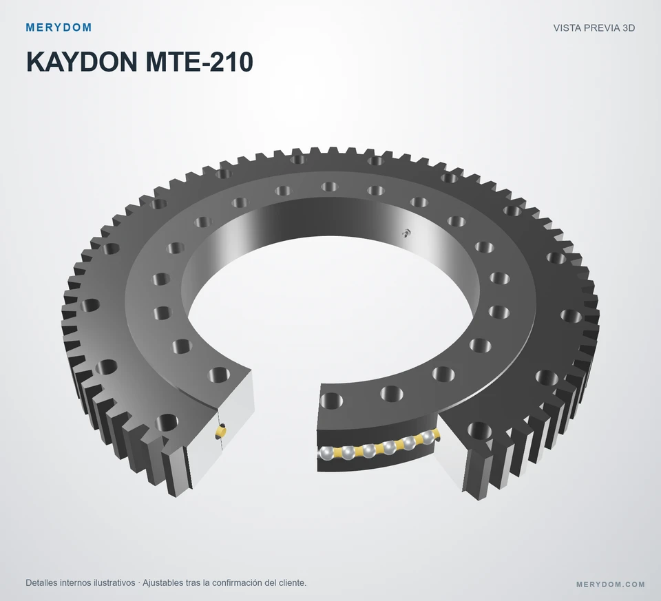 Vista previa del modelo 3D de la corona de giro de sustitución MERYDOM para KAYDON MTE-210.