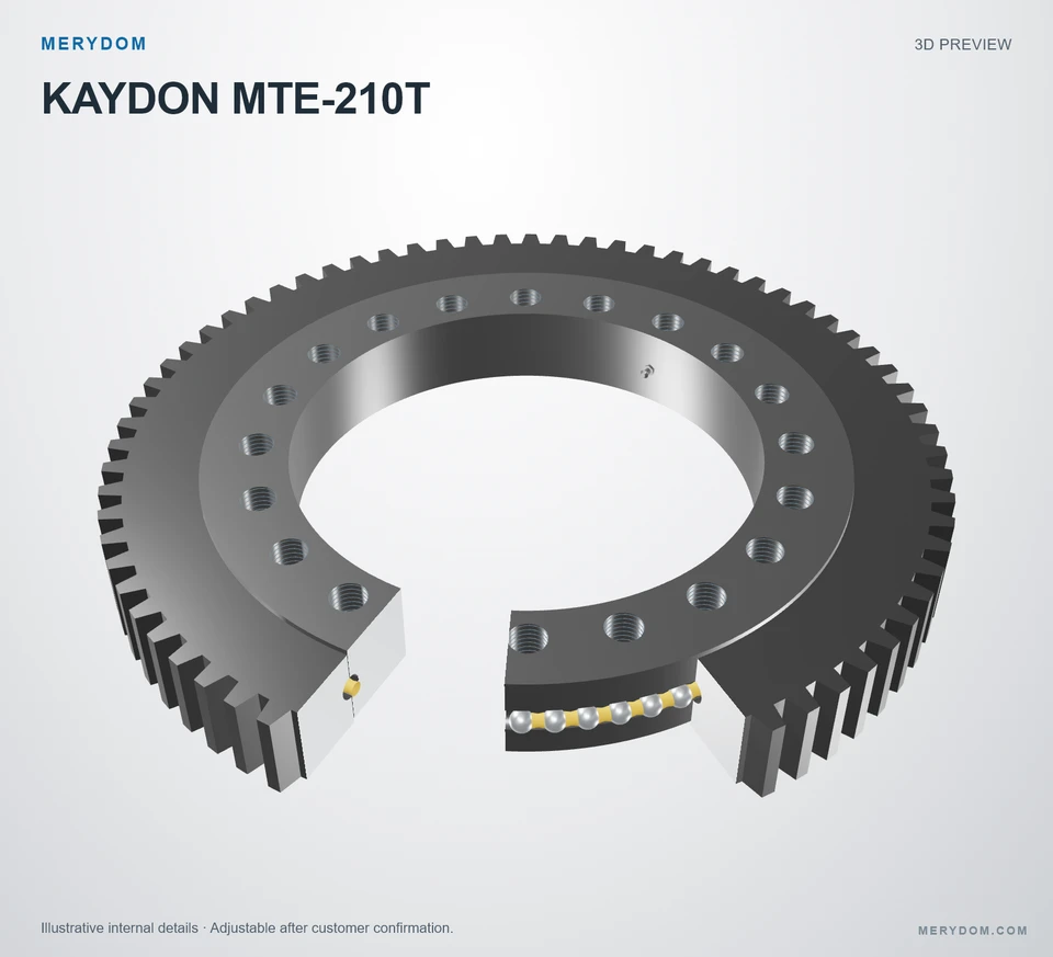3D model preview of the MERYDOM replacement slewing bearing for KAYDON MTE-210T.