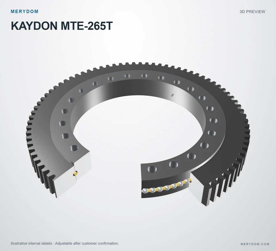 3D model preview of the MERYDOM replacement slewing bearing for KAYDON MTE-265T.