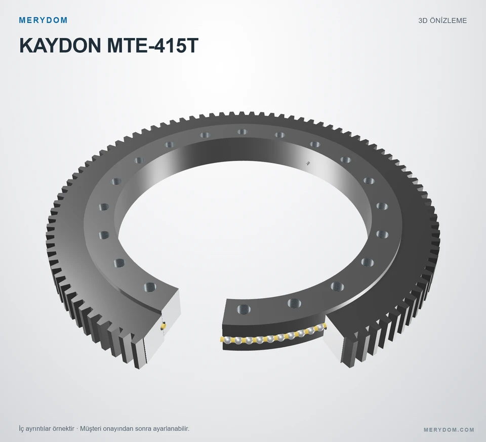 KAYDON MTE-415T için MERYDOM muadil döner tabla rulmanının 3D model önizlemesi.