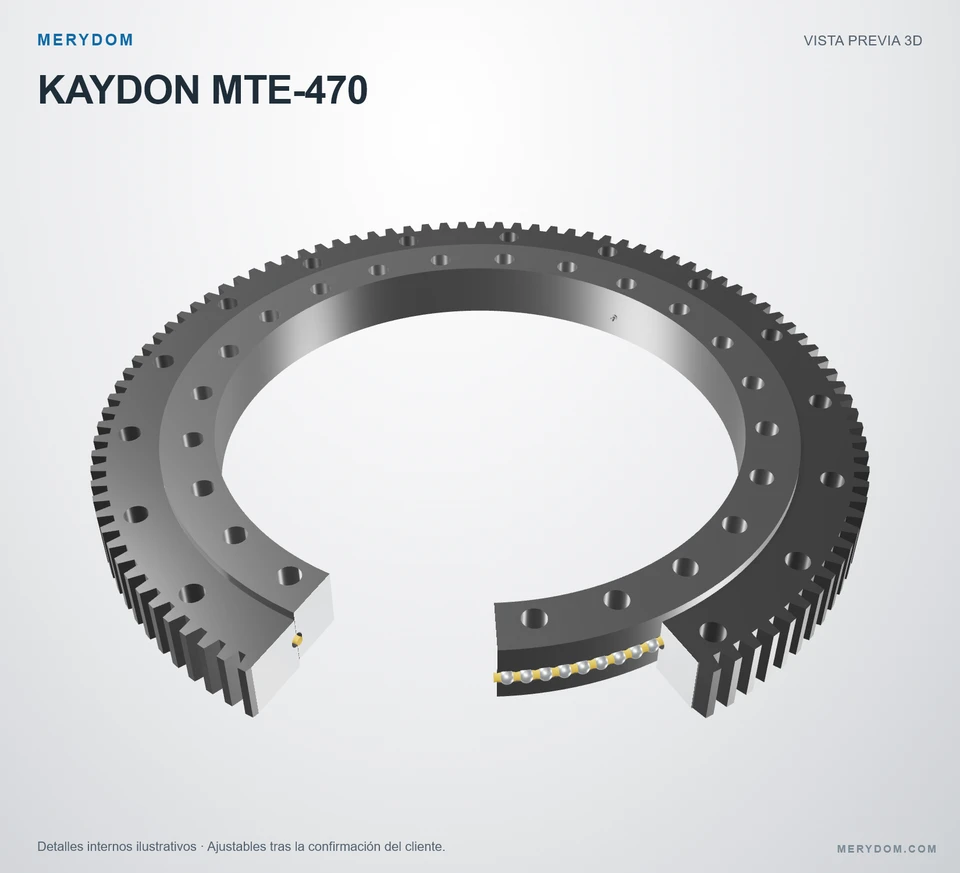 Vista previa del modelo 3D de la corona de giro de sustitución MERYDOM para KAYDON MTE-470.