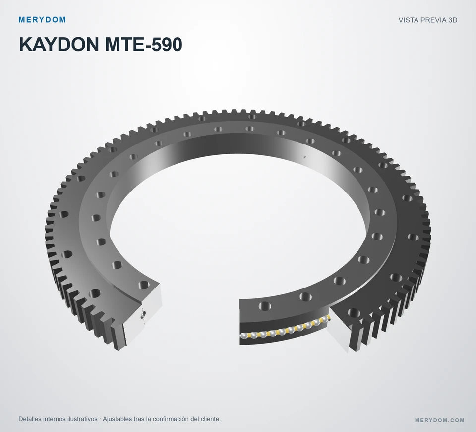 Vista previa del modelo 3D de la corona de giro de sustitución MERYDOM para KAYDON MTE-590.