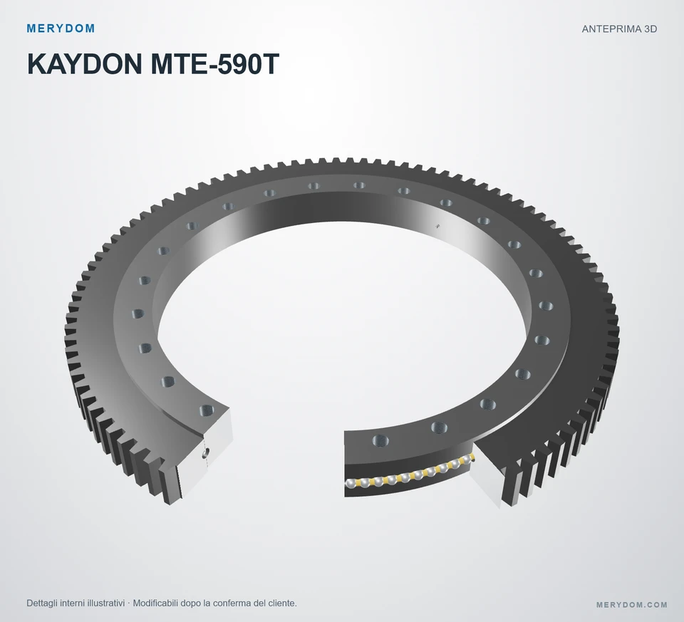 Anteprima del modello 3D del cuscinetto di rotazione sostitutivo MERYDOM per KAYDON MTE-590T.