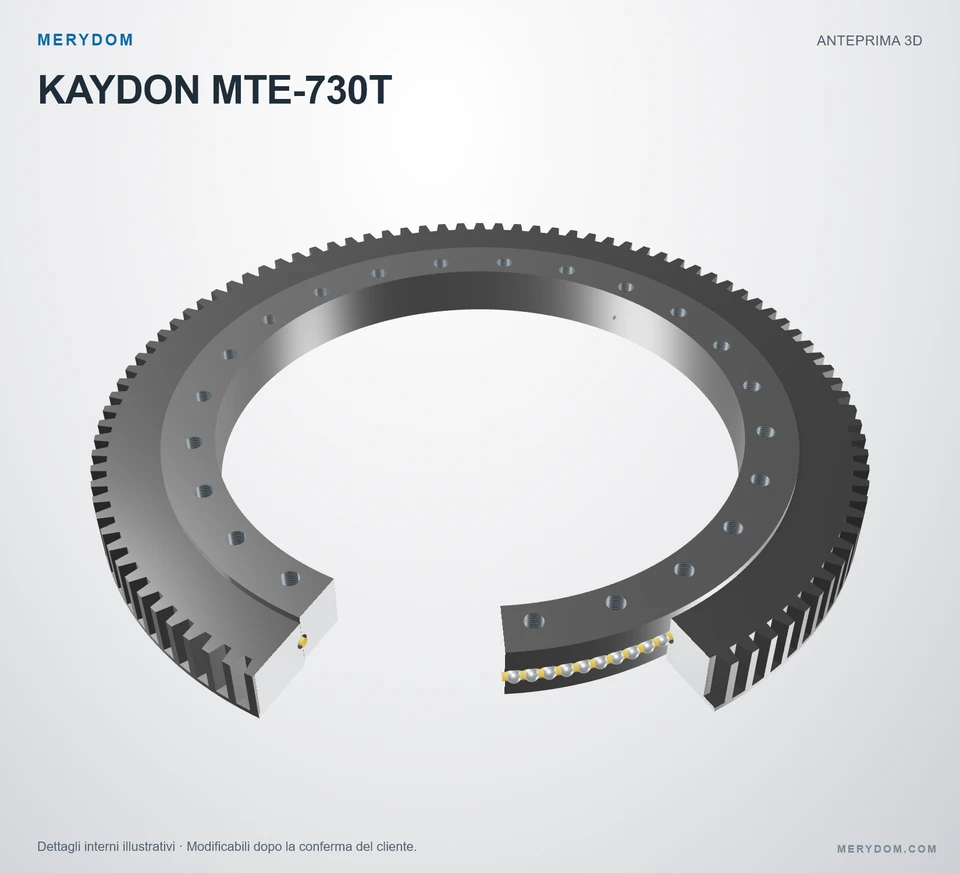 Anteprima del modello 3D del cuscinetto di rotazione sostitutivo MERYDOM per KAYDON MTE-730T.