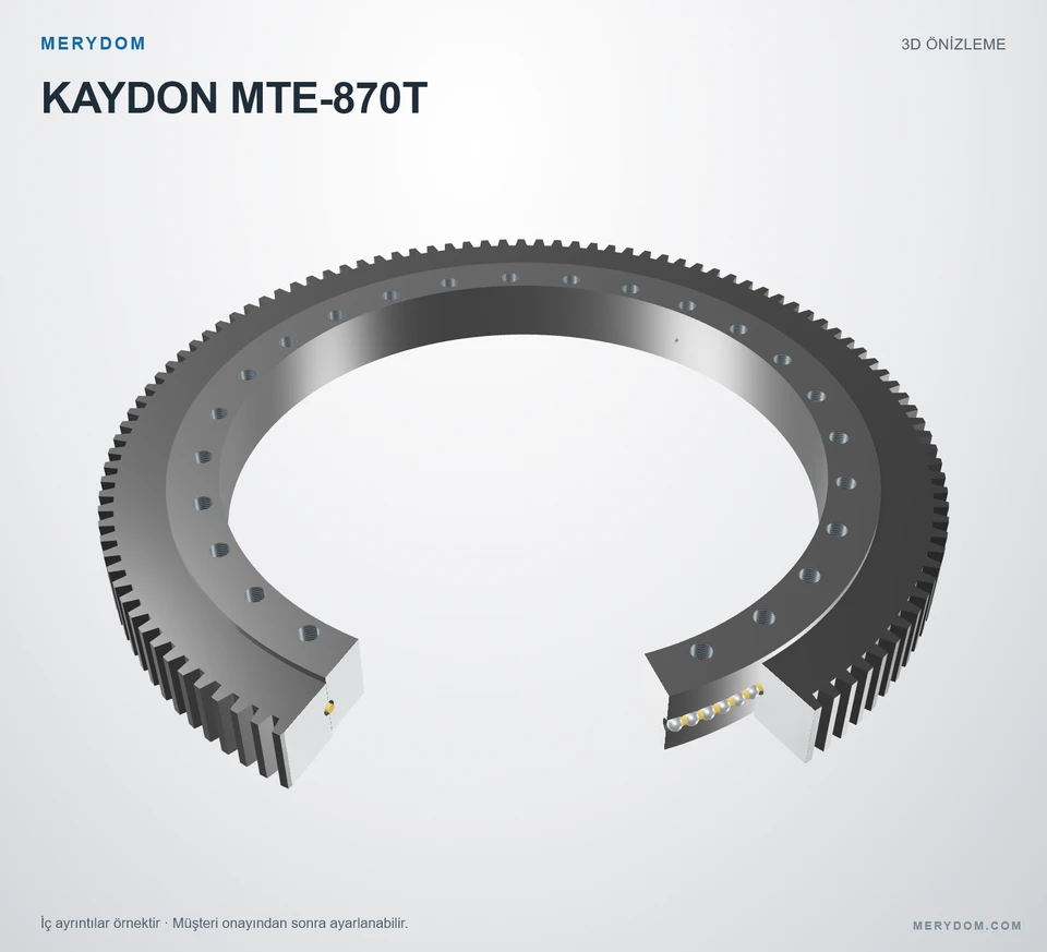 KAYDON MTE-870T için MERYDOM muadil döner tabla rulmanının 3D model önizlemesi.