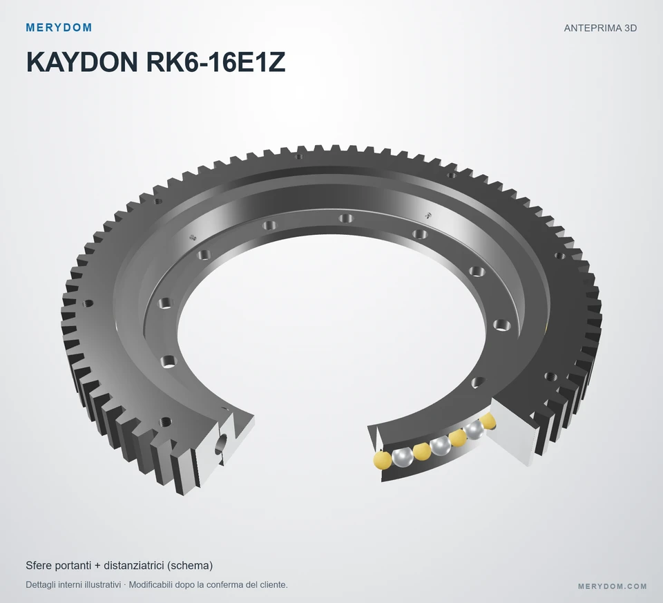 Anteprima del modello 3D del cuscinetto di rotazione sostitutivo MERYDOM per KAYDON RK6-16E1Z.