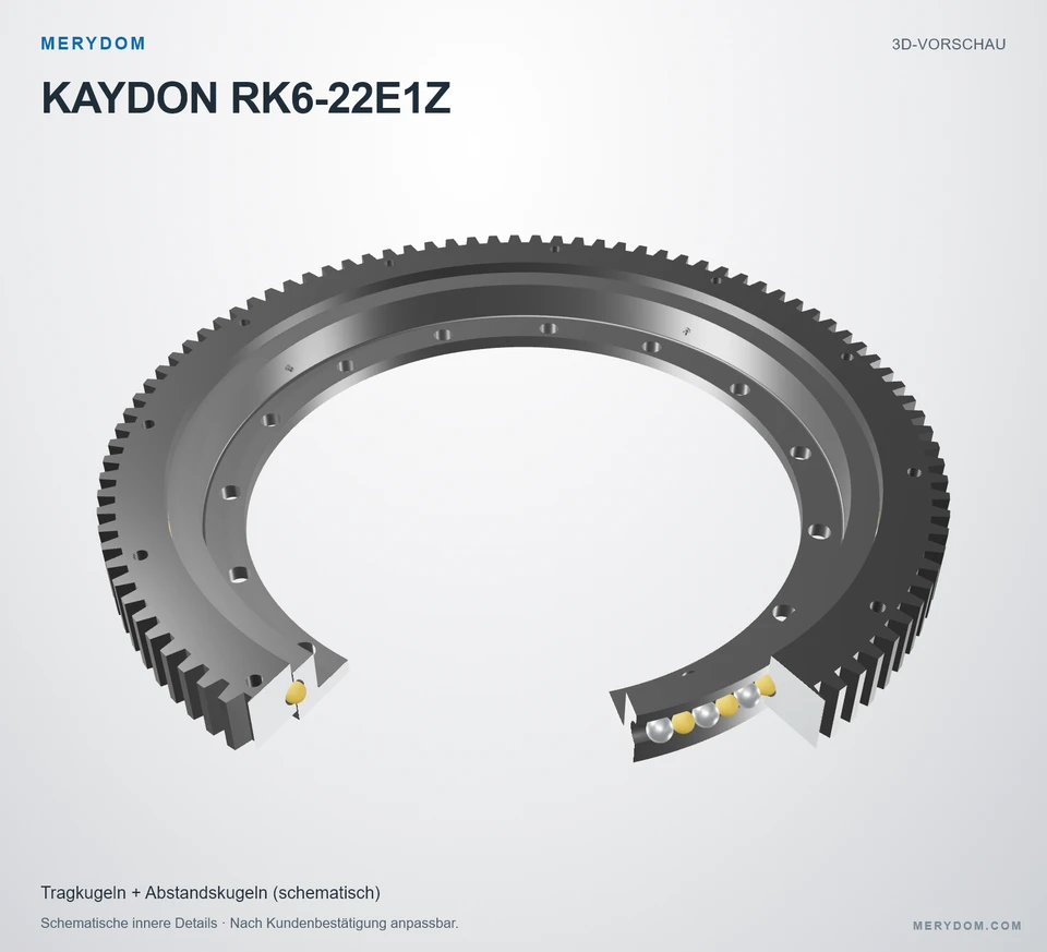 Vorschau des 3D-Modells des MERYDOM-Ersatzdrehkranzes für KAYDON RK6-22E1Z.