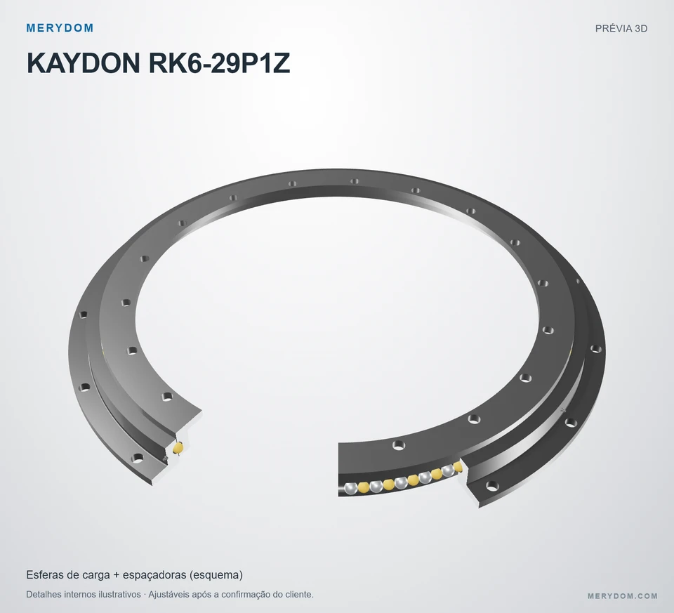 Prévia do modelo 3D do rolamento de giro de substituição MERYDOM para KAYDON RK6-29P1Z.