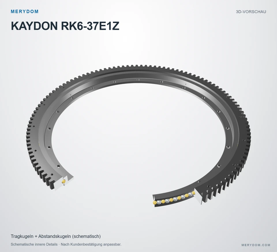 Vorschau des 3D-Modells des MERYDOM-Ersatzdrehkranzes für KAYDON RK6-37E1Z.