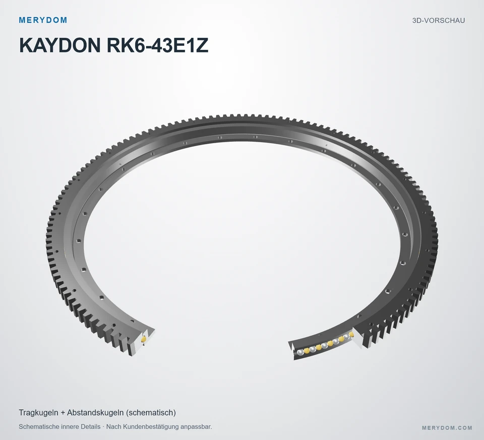 Vorschau des 3D-Modells des MERYDOM-Ersatzdrehkranzes für KAYDON RK6-43E1Z.