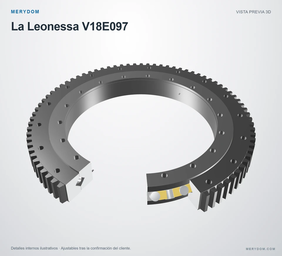 Vista previa del modelo 3D de la corona de giro de sustitución MERYDOM para La Leonessa V18E097.