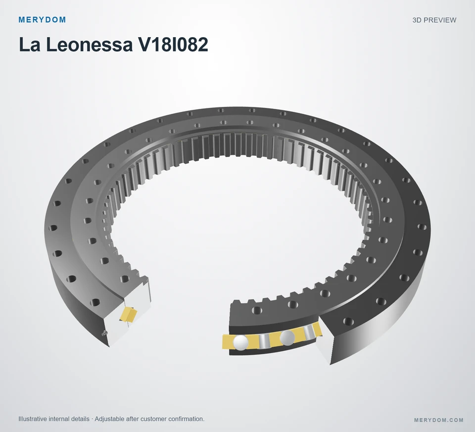 3D model preview of the MERYDOM replacement slewing bearing for La Leonessa V18I082.