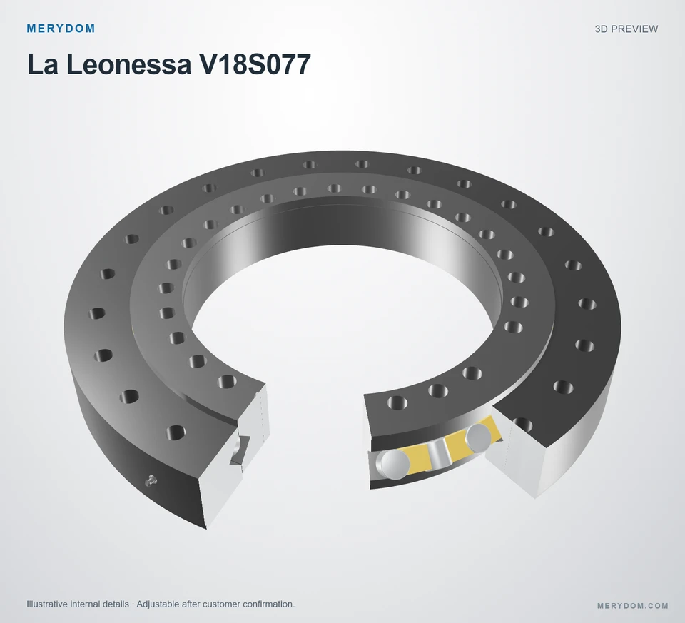 3D model preview of the MERYDOM replacement slewing bearing for La Leonessa V18S077.
