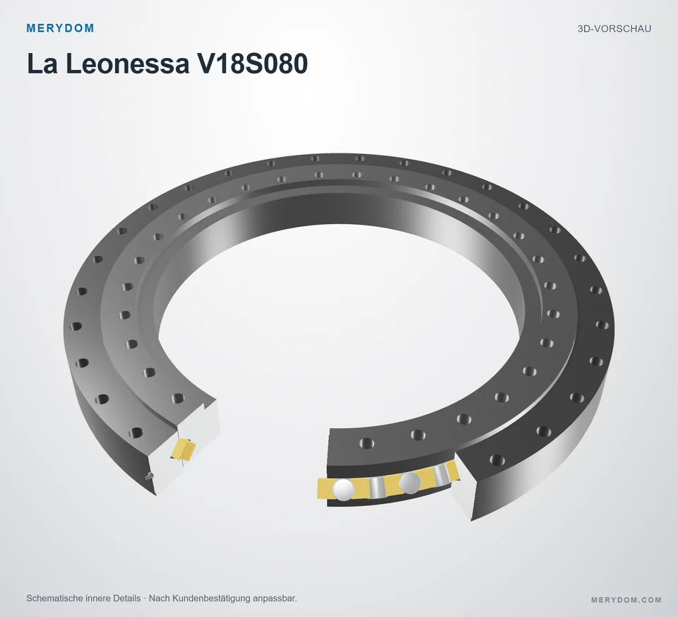Vorschau des 3D-Modells des MERYDOM-Ersatzdrehkranzes für La Leonessa V18S080.