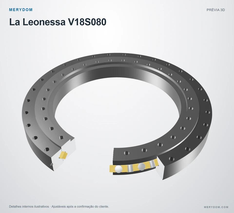 Prévia do modelo 3D do rolamento de giro de substituição MERYDOM para La Leonessa V18S080.
