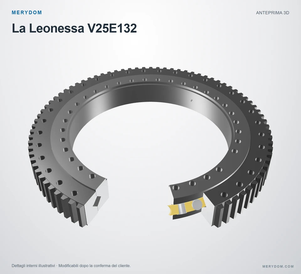 Anteprima del modello 3D del cuscinetto di rotazione sostitutivo MERYDOM per La Leonessa V25E132.