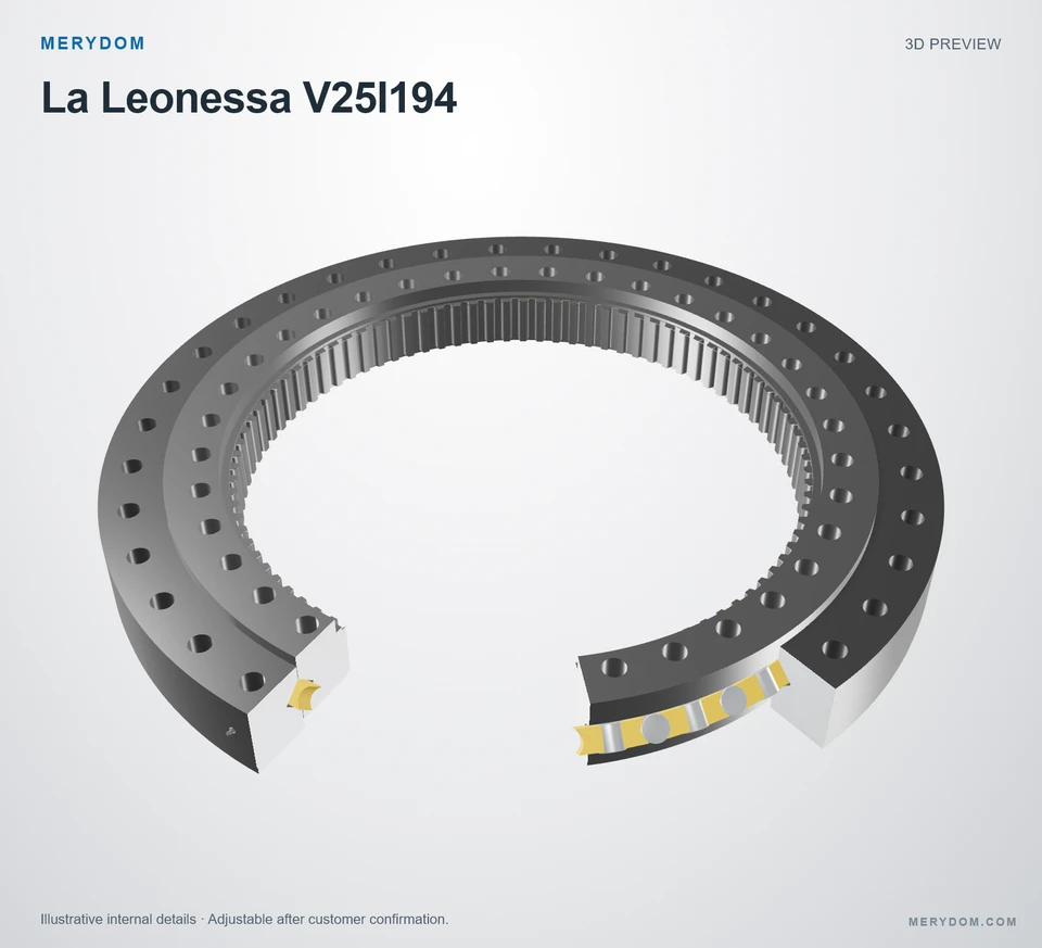 3D model preview of the MERYDOM replacement slewing bearing for La Leonessa V25I194.