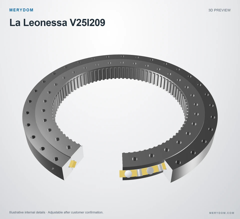 3D model preview of the MERYDOM replacement slewing bearing for La Leonessa V25I209.