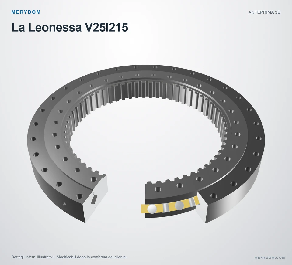 Anteprima del modello 3D del cuscinetto di rotazione sostitutivo MERYDOM per La Leonessa V25I215.