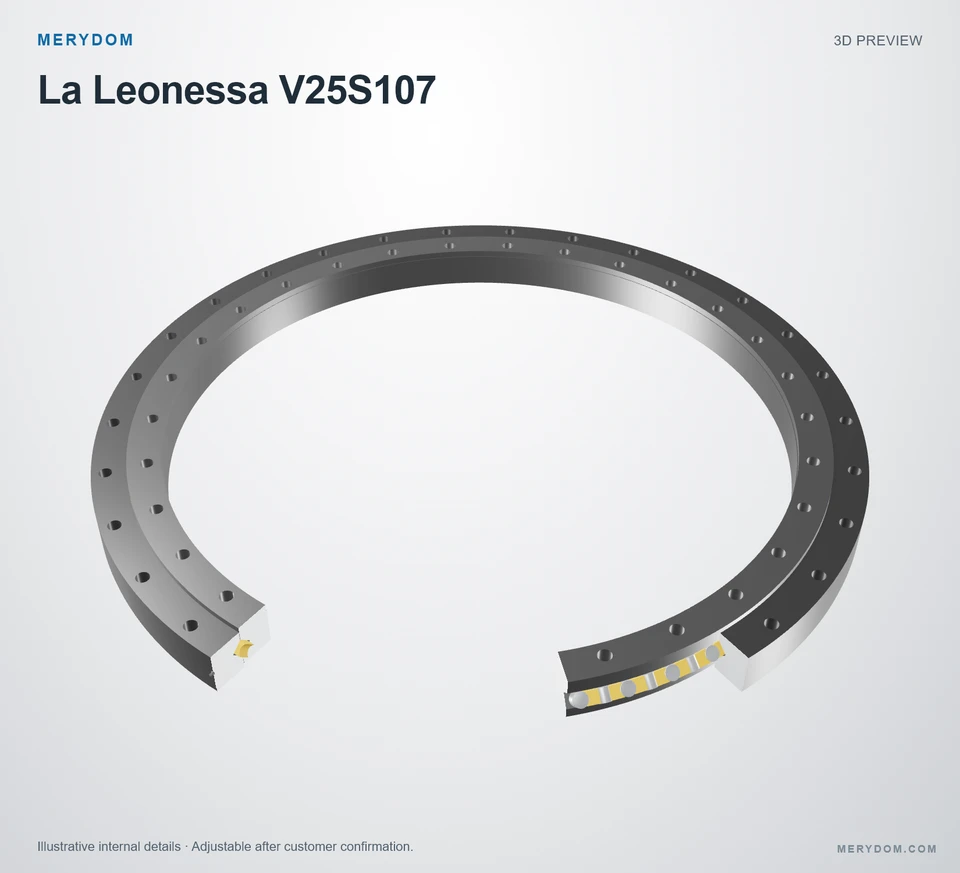 3D model preview of the MERYDOM replacement slewing bearing for La Leonessa V25S107.