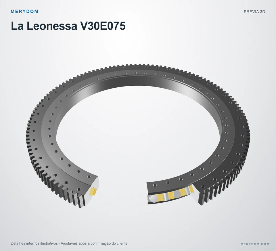 Prévia do modelo 3D do rolamento de giro de substituição MERYDOM para La Leonessa V30E075.