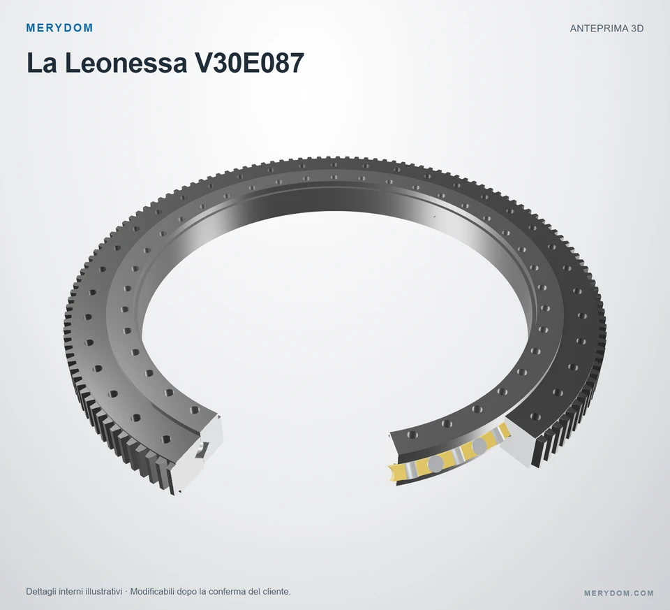 Anteprima del modello 3D del cuscinetto di rotazione sostitutivo MERYDOM per La Leonessa V30E087.