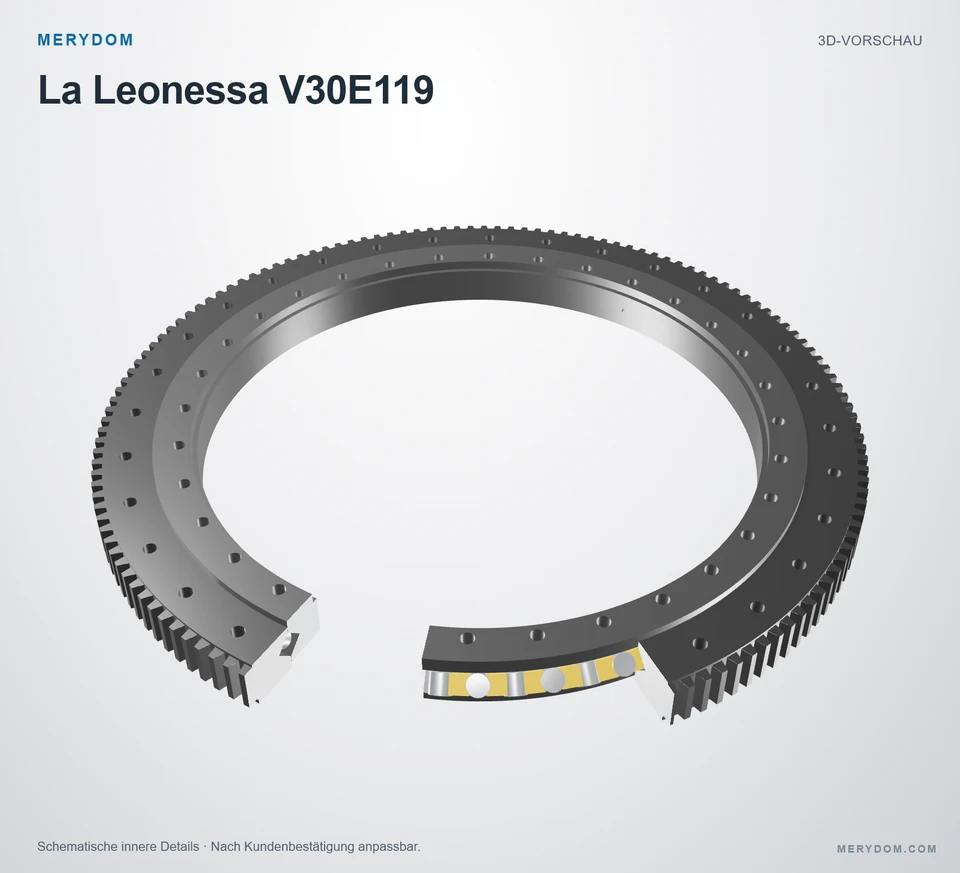 Vorschau des 3D-Modells des MERYDOM-Ersatzdrehkranzes für La Leonessa V30E119.