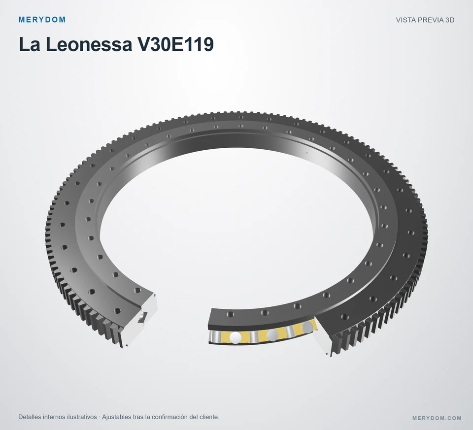 Vista previa del modelo 3D de la corona de giro de sustitución MERYDOM para La Leonessa V30E119.