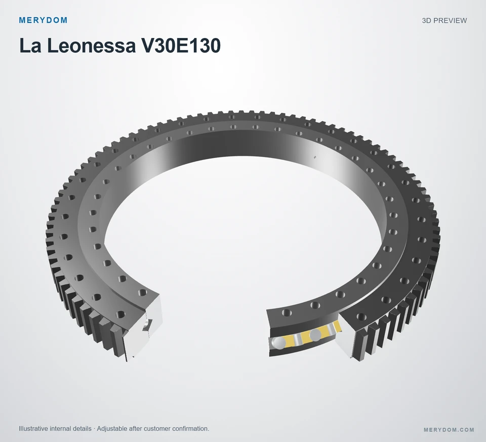 3D model preview of the MERYDOM replacement slewing bearing for La Leonessa V30E130.