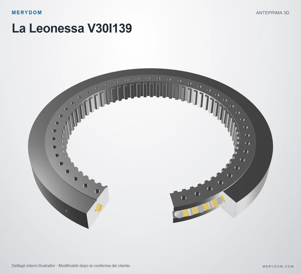 Anteprima del modello 3D del cuscinetto di rotazione sostitutivo MERYDOM per La Leonessa V30I139.